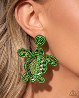 TURTLE TAPESTRY" GREEN POST EARRINGS