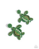 TURTLE TAPESTRY" GREEN POST EARRINGS