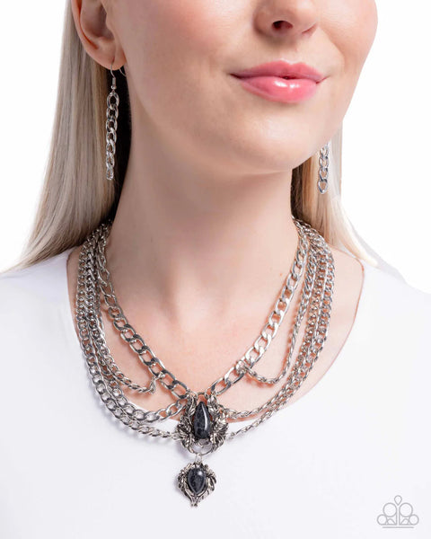 LAYOVER" BLACK NECKLACE & EARRING