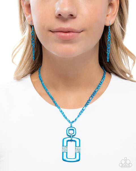 METALLIC MOVEMENT" BLUE NECKLACE